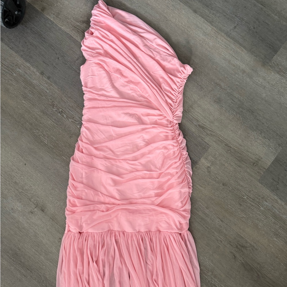 Elegant Pink One Shoulder Maxi Dress - Picture 2 of 4